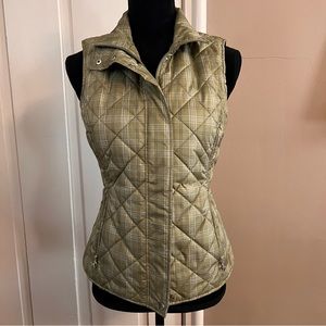 Ariat Equestrian Green Plaid Quilted Riding Vest With Saddle Flaps Size Small